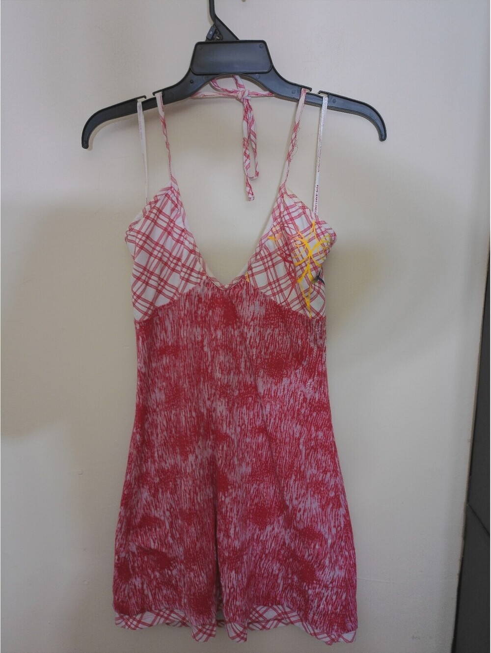 Pepe‎ Jeans Halter Dress Womens Red White Vintage Plaid Size M